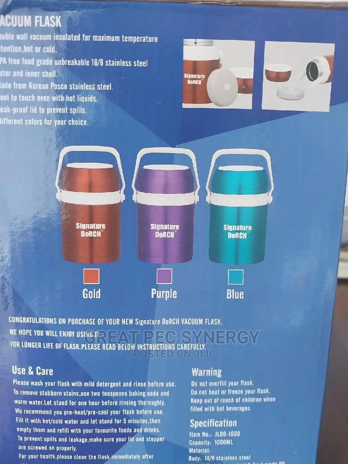 Vacuum Food Flask 1000ml - Signature Dorch