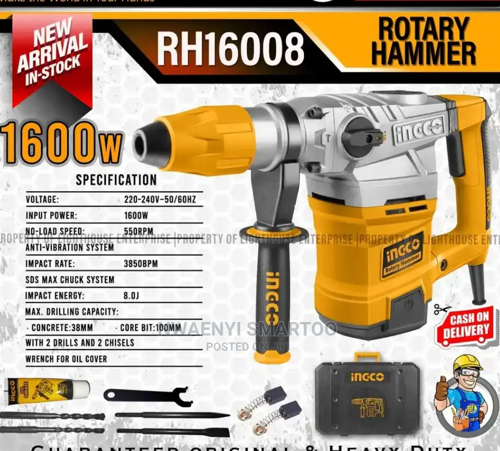 Heavy Duty Big Yarsh Hammer Drill Machine Ingco 1600w