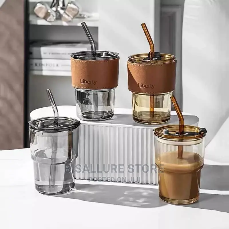 380ml Glass Straw Cup