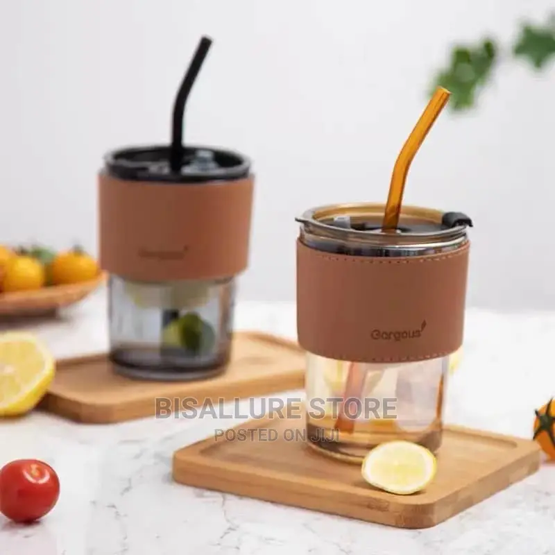 380ml Glass Straw Cup