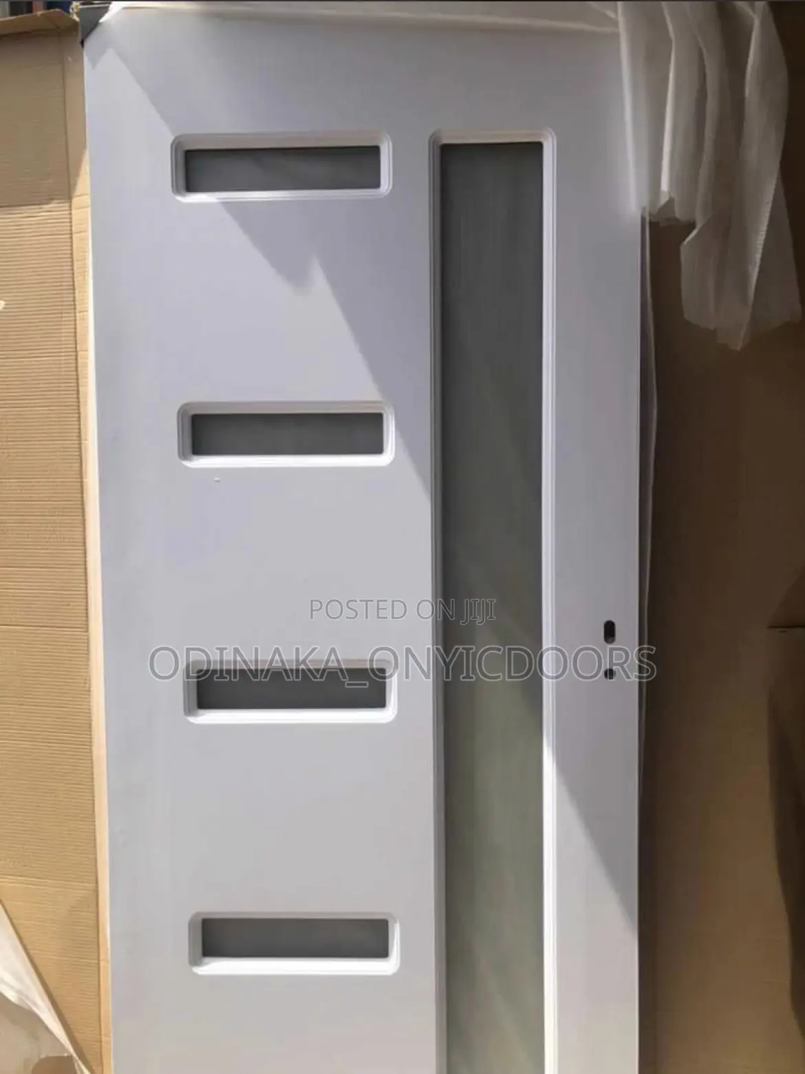 7ft by 3ft Wooden Door With Glass(With 9inches Frame and Key