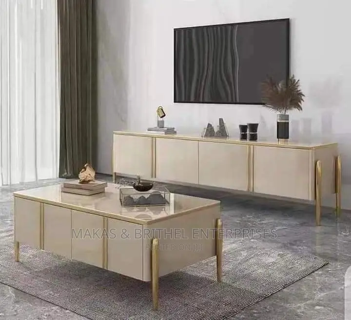 Luxury Glass Top TV Console and Center Table