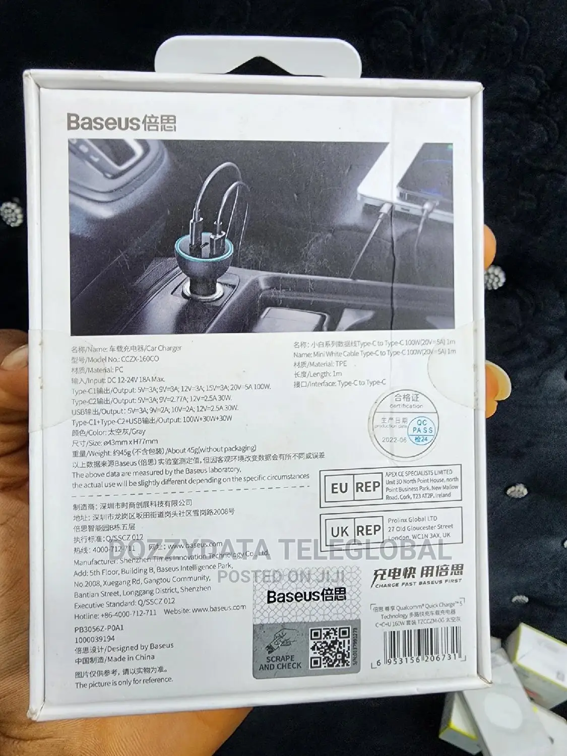 Baseus Car Charger Usb Dual Type C 160w Qc 5.0 Quick Charge