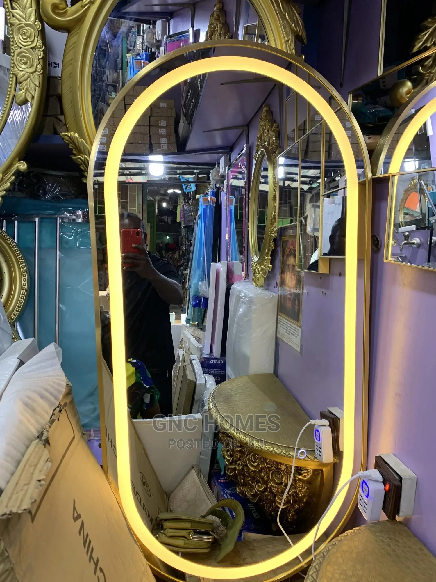 Gold Frame Led Mirror 80/60cm