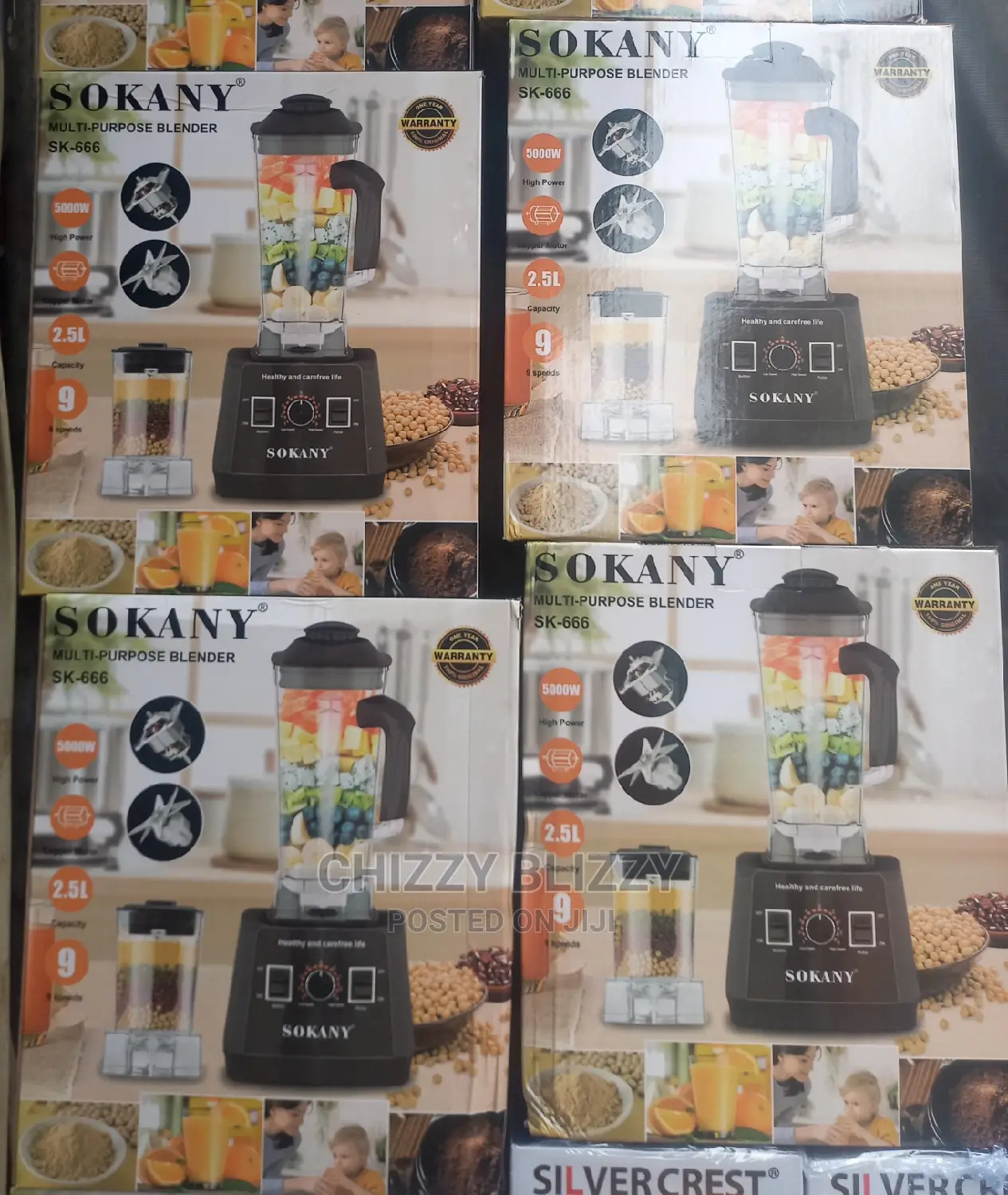 Sokany 5000W Multipurpose Commercial Blender Grinder 2.5L