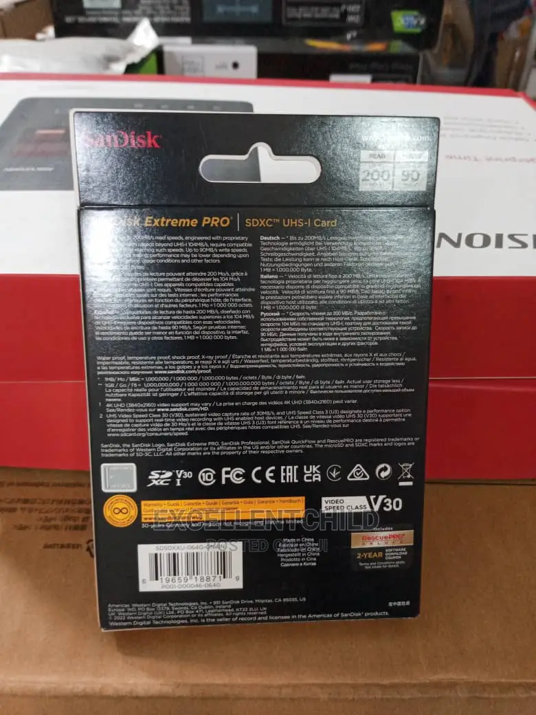 Sandisk 64gb Extreme Pro Sdxc Uhs-i Card(200mb/S)
