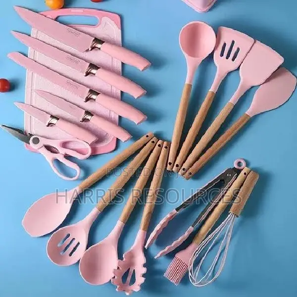 18pcs Silicone Nonstick Spoons and Knives + Chopping Board