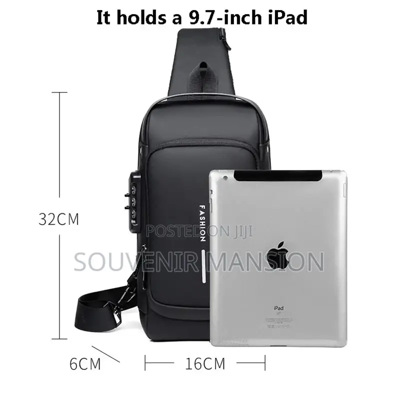 Waterproof Cross Men Bag With Usb Holder