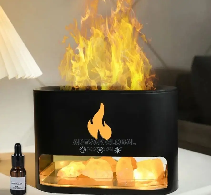 Realistic Fireplace Humidifier Crystal Salt Rock Flame