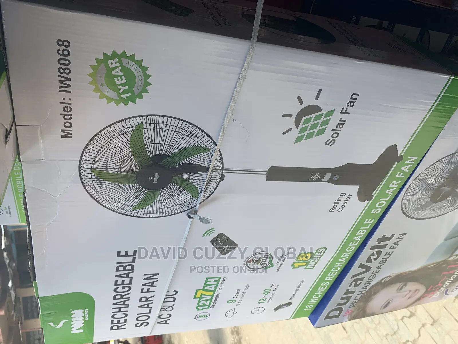 Rechargeable Sola Fan Ac/Dc 12v