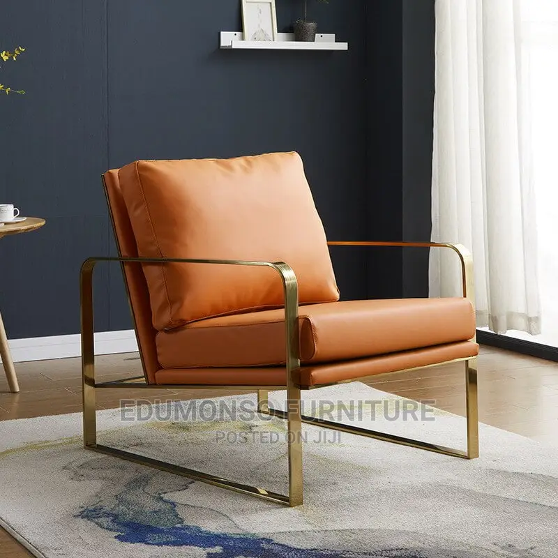 Post Modern Light Luxury Sofa Chair Nordic Steel Gold