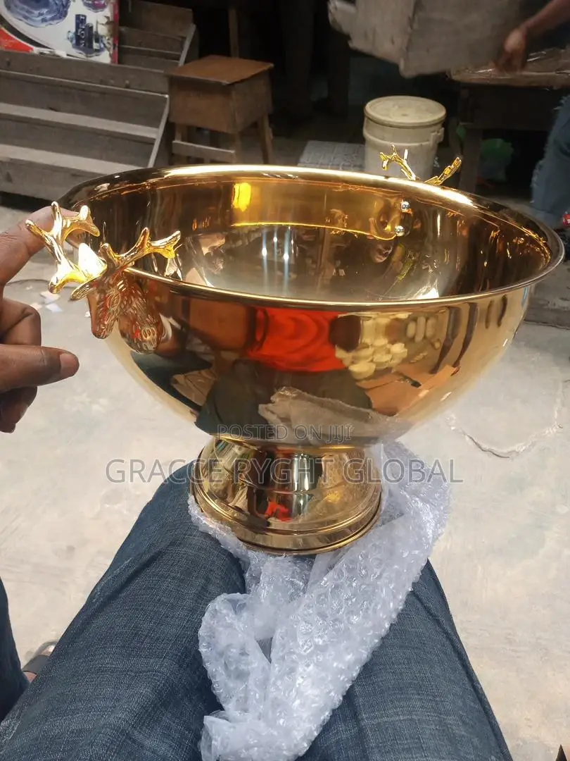 Gold Stainless Champagne Bowl With Deer Head Handle