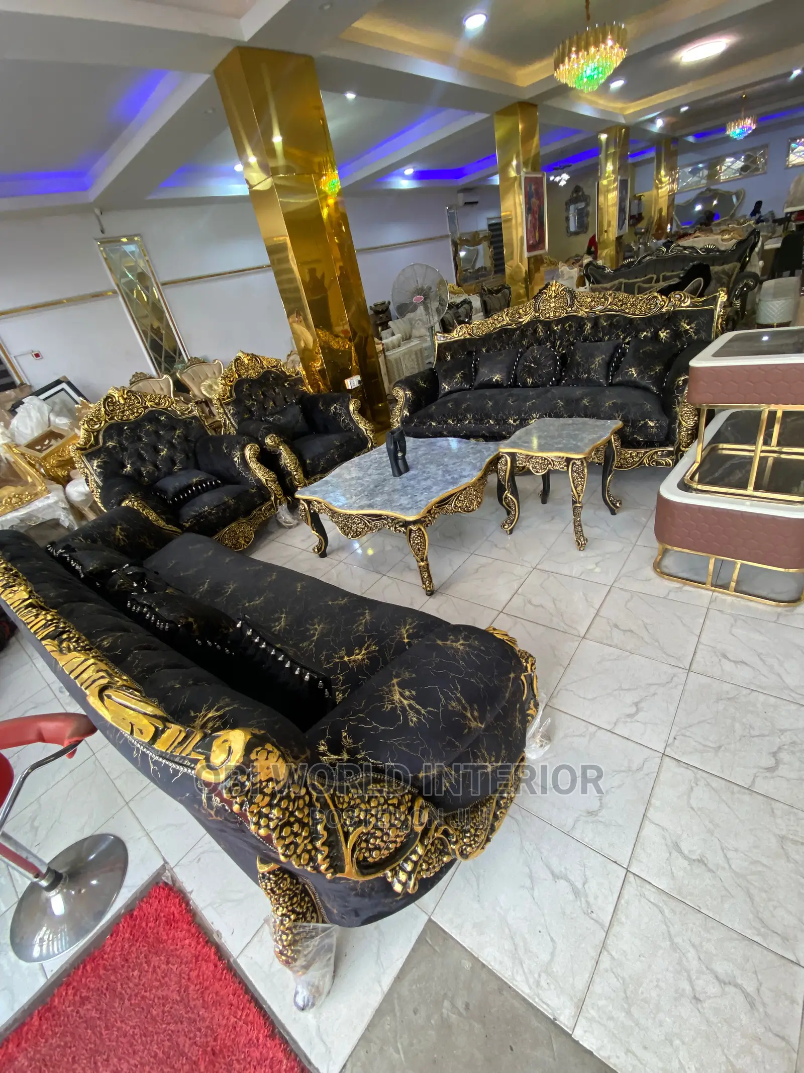 Luxury Turkish Sofa Set Black and Gold Color
