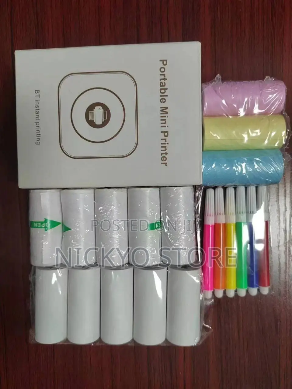 Portable Mini Printer With Papers and Writing Accessories