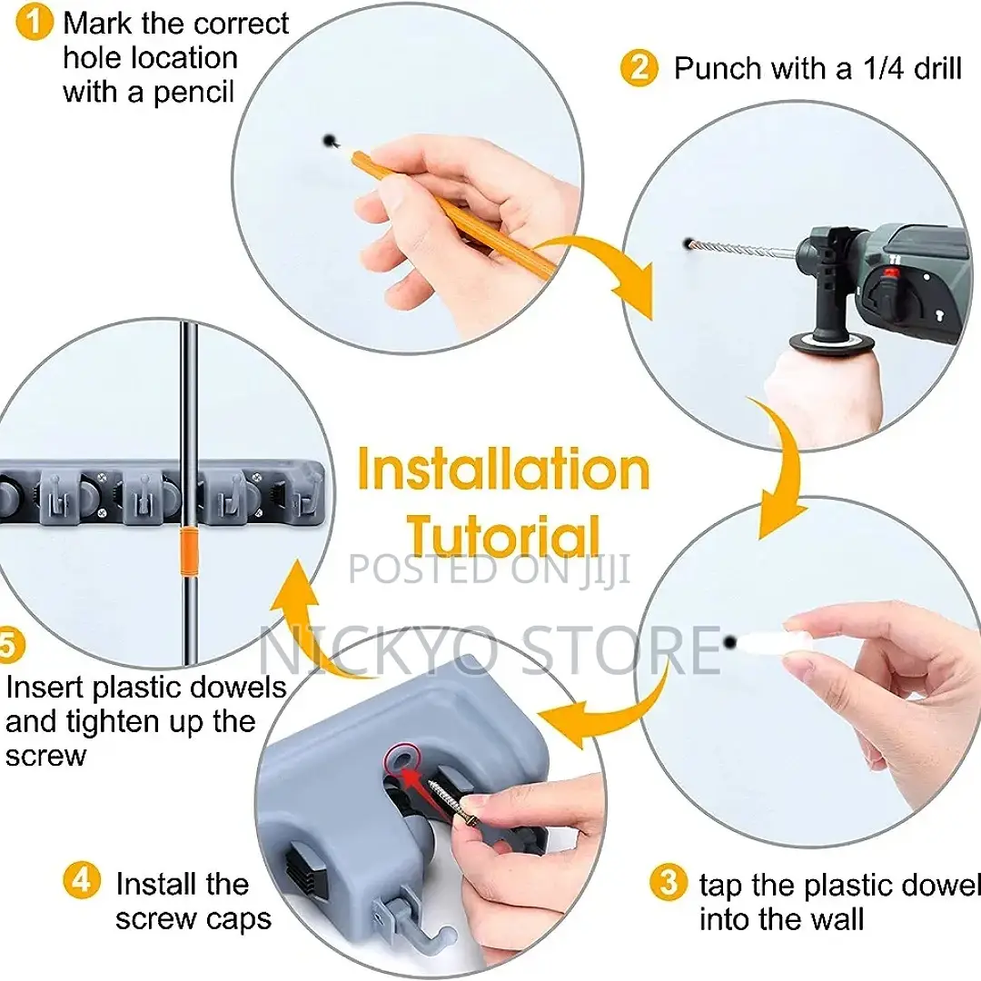 Plastic Wall Mounted Mop Broom Holder