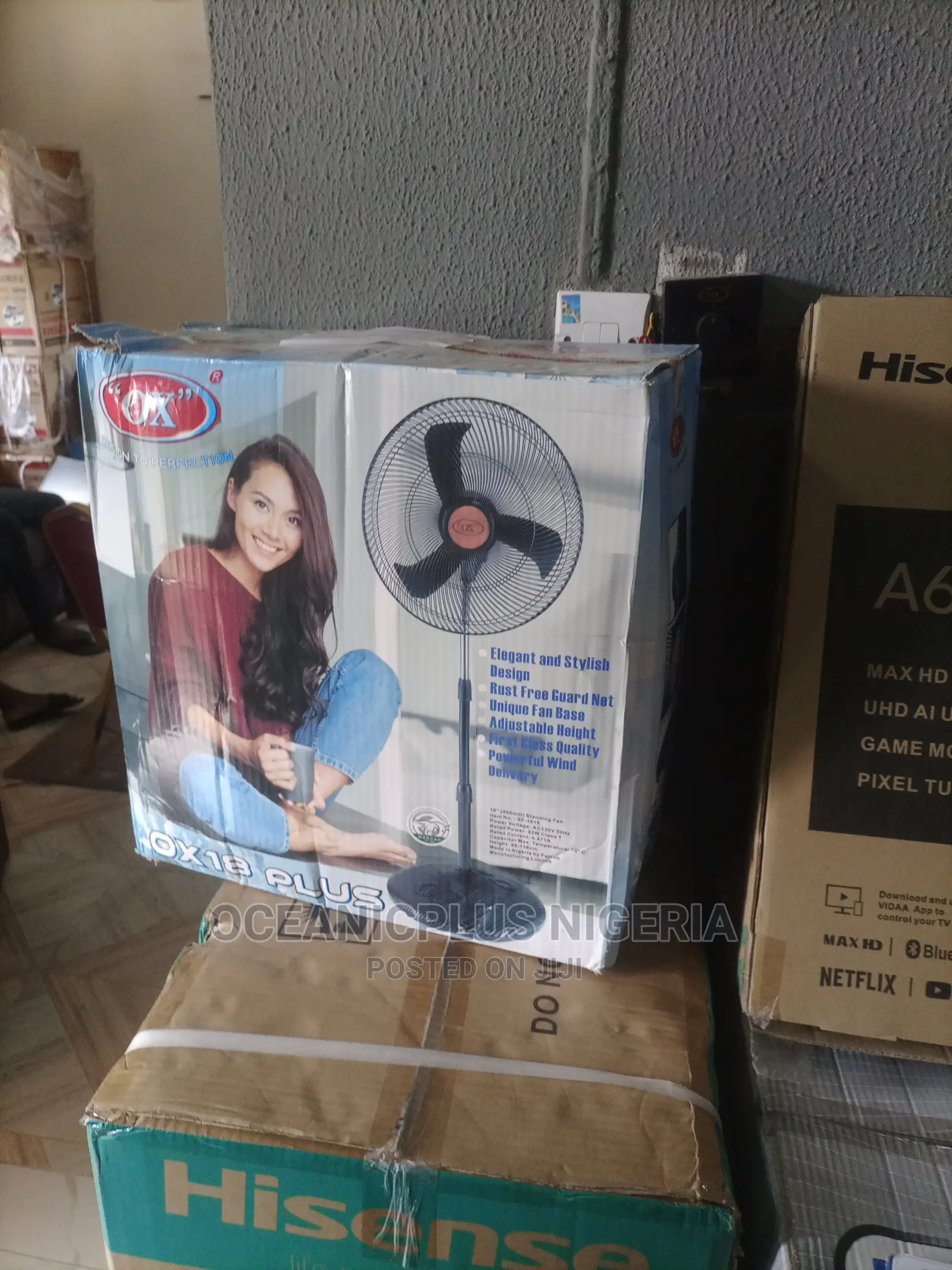 Powerful OX 18 Inches Nonrechargeable Standing Fan