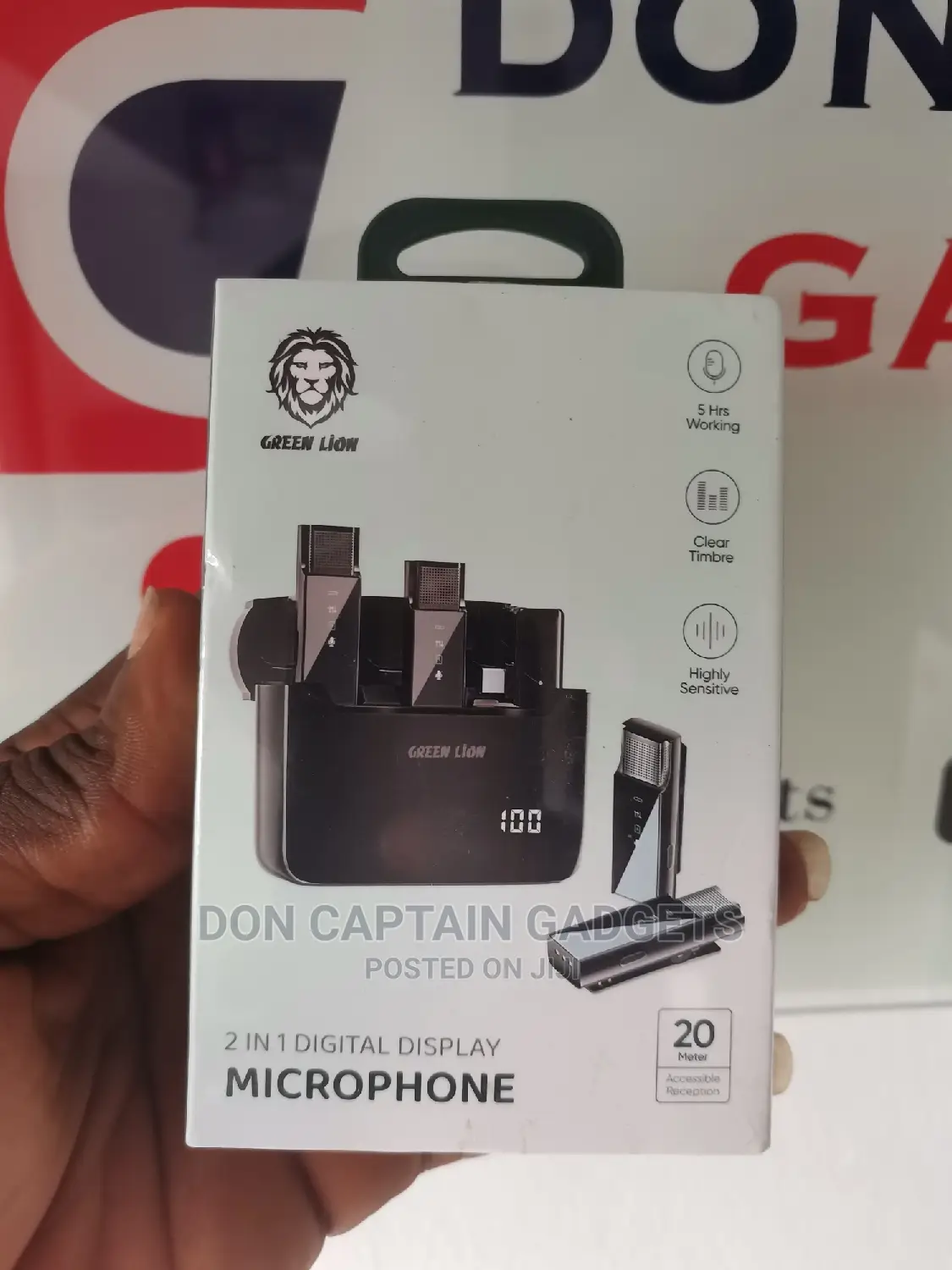 Dual Microphone Typec Green Lion Digital Display
