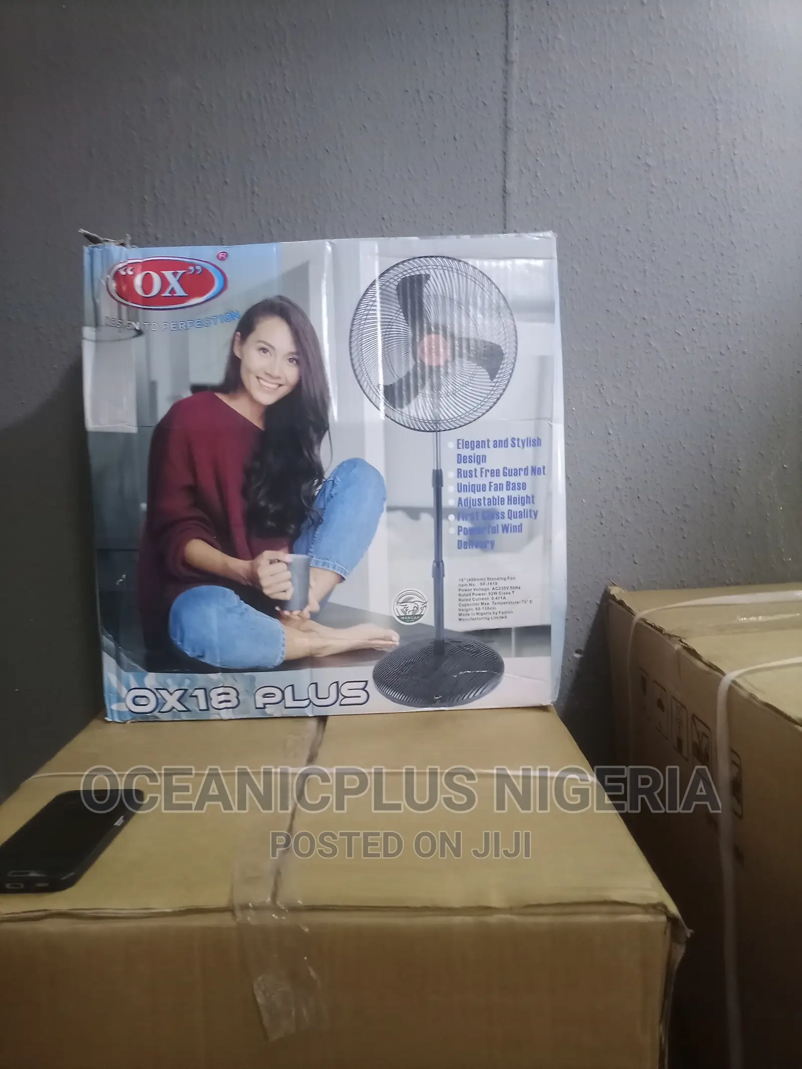 Easy Use Ox18 Inches Nonrechargeable Standing Fan