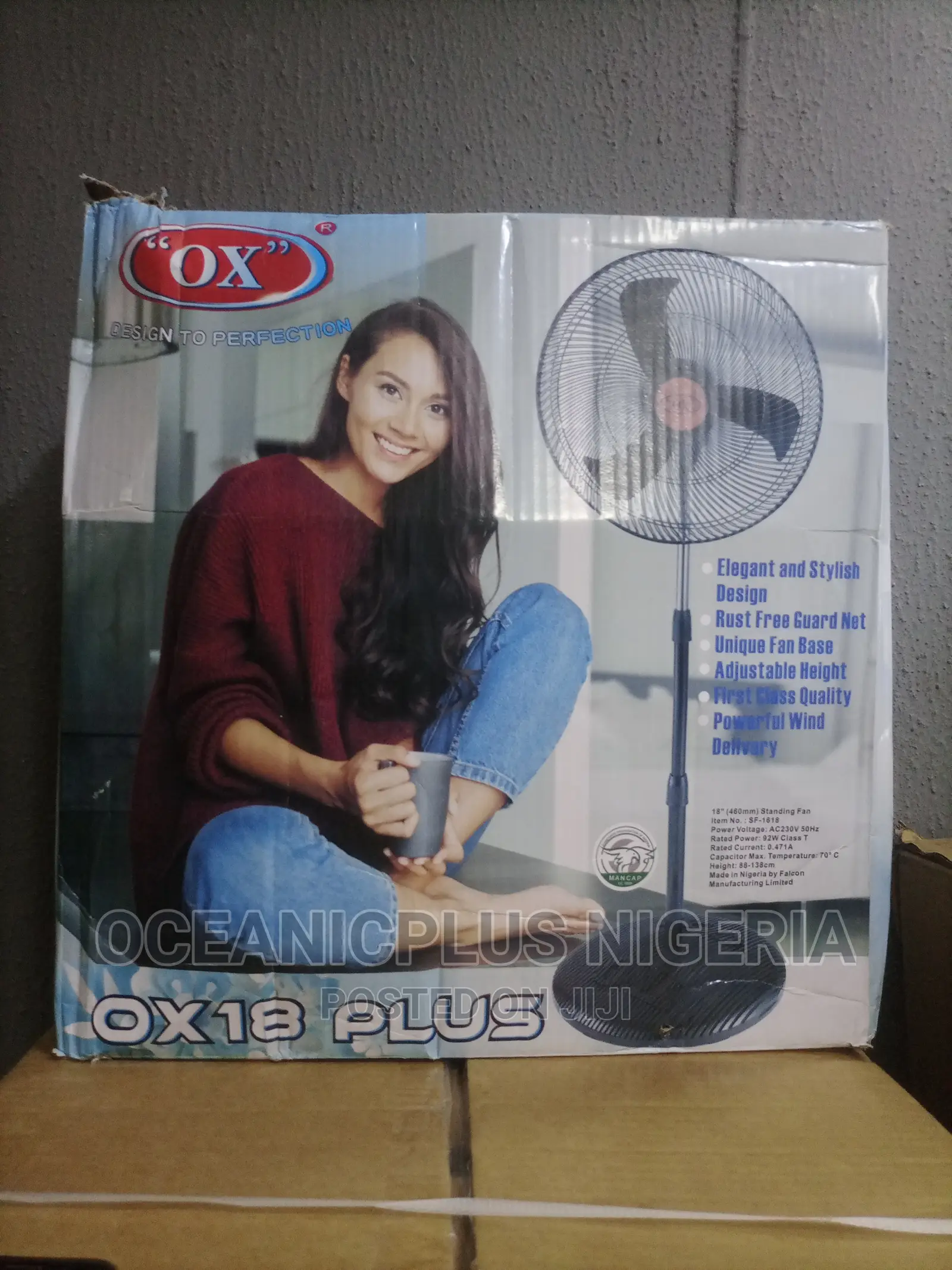 Easy Use Ox18 Inches Nonrechargeable Standing Fan