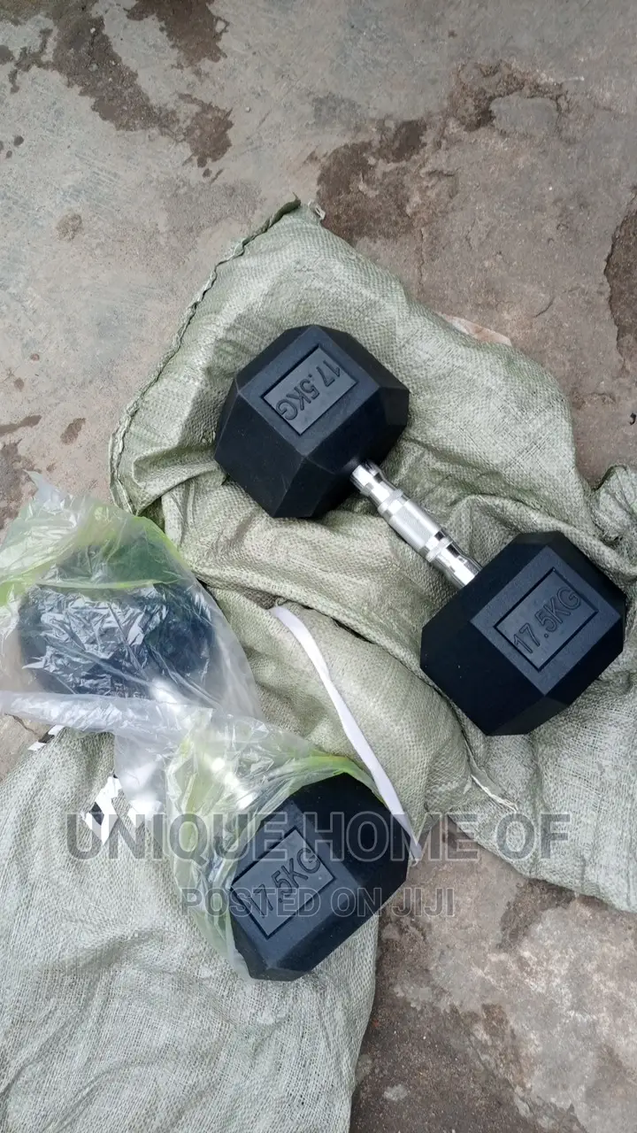 A Pair of 17.5kg Hex Dumbbell