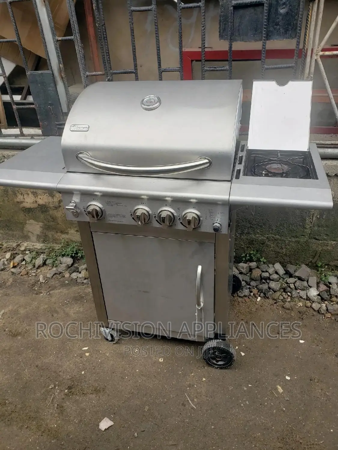 BBQ Grill With Side Stove Gas and Charcoal Barbecue Grill