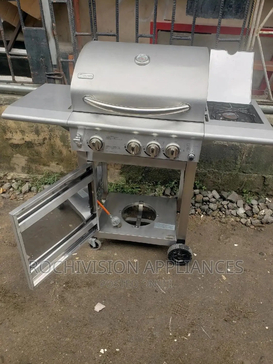 BBQ Grill With Side Stove Gas and Charcoal Barbecue Grill