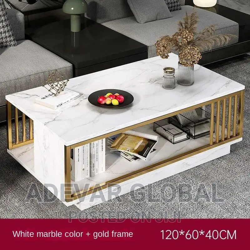 Living Room Nordic Center Table With Storage - White