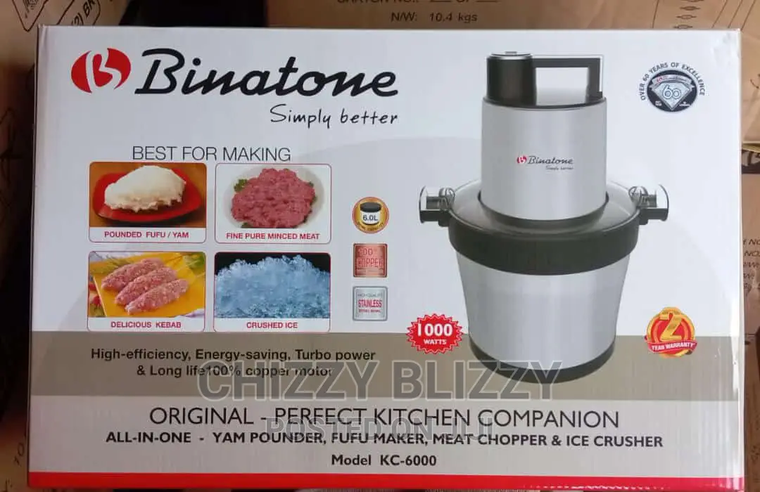 Binatone 6L Yam Pounder/Fufu Maker Meat Grinder Kc-6000