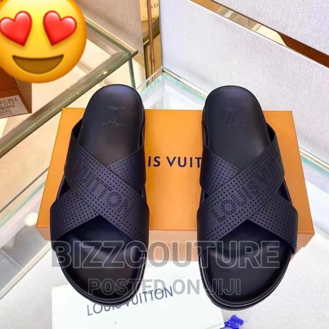 Original LOUIS VUITTON Leather Slippers Available in Store