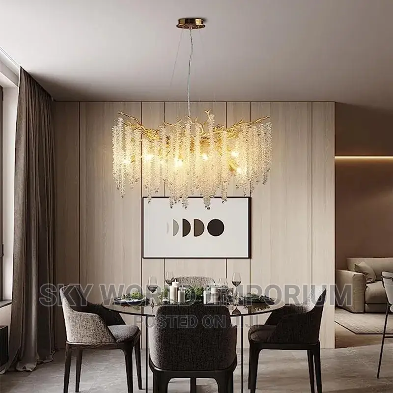 Crystal Luxury Gold Tree Branch Pendant Light Raindrop
