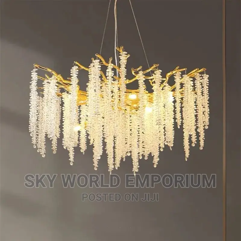 Crystal Luxury Gold Tree Branch Pendant Light Raindrop