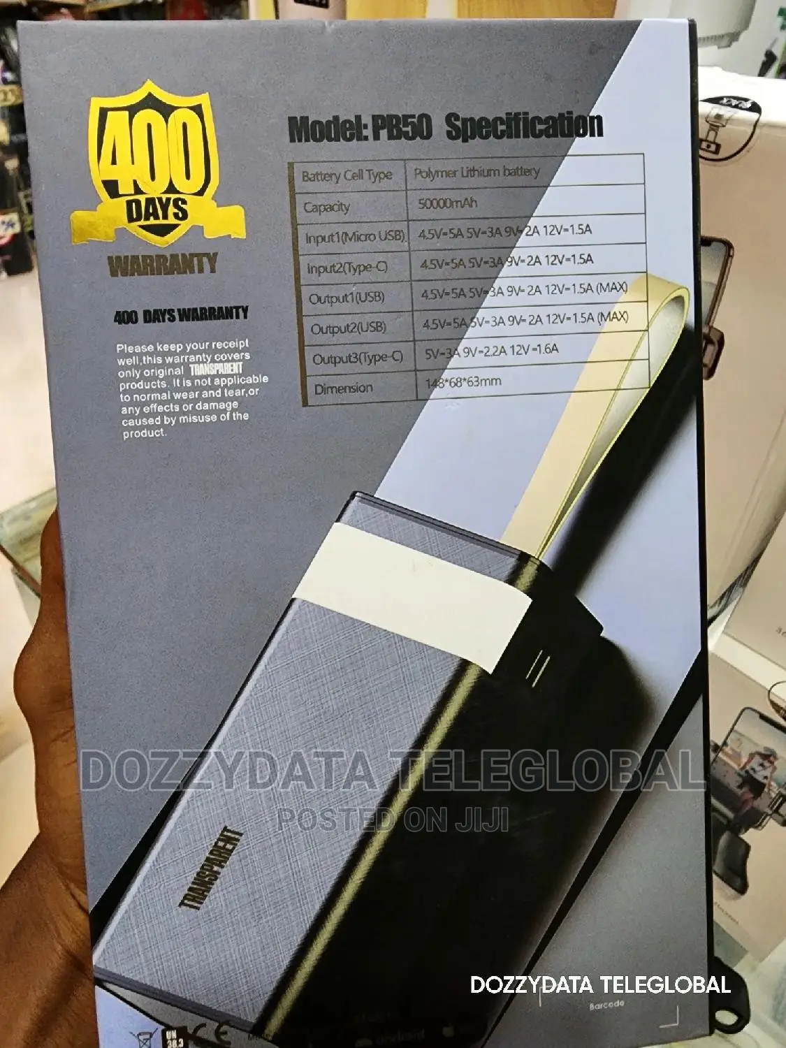 TRANSPARENT 50000mah Fast Charging PB50 Led Powerbank