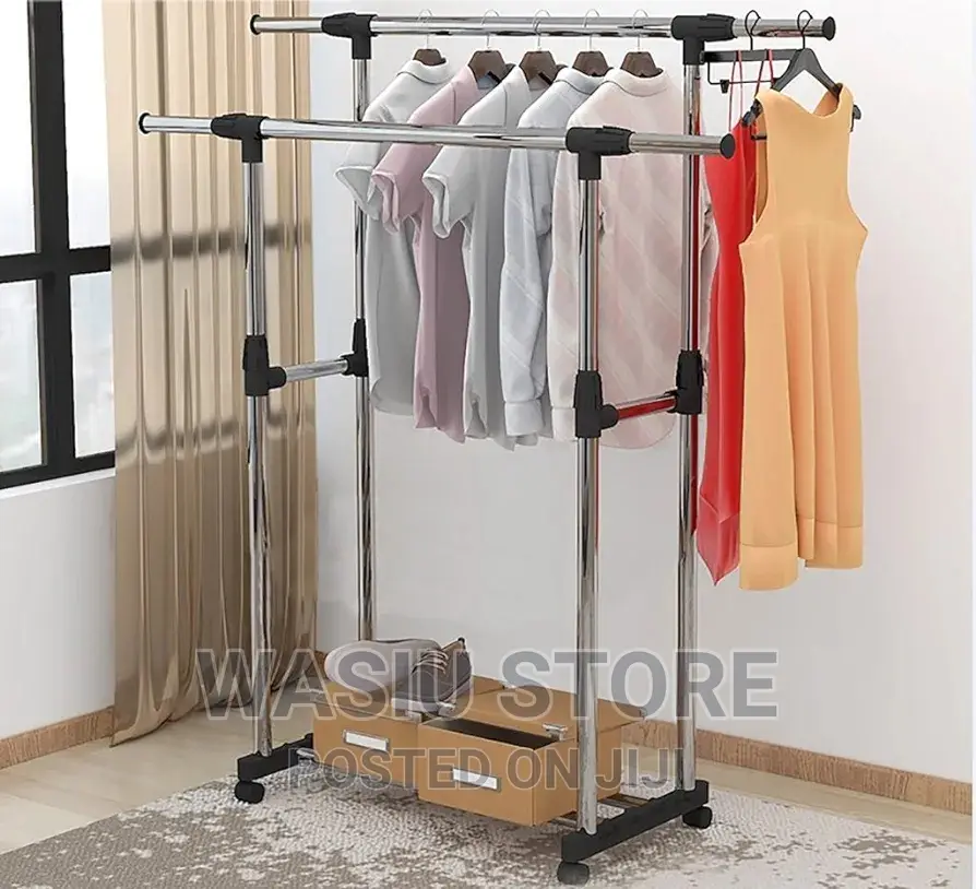 Double Pole Clothes Hanger and Organizer Rack
