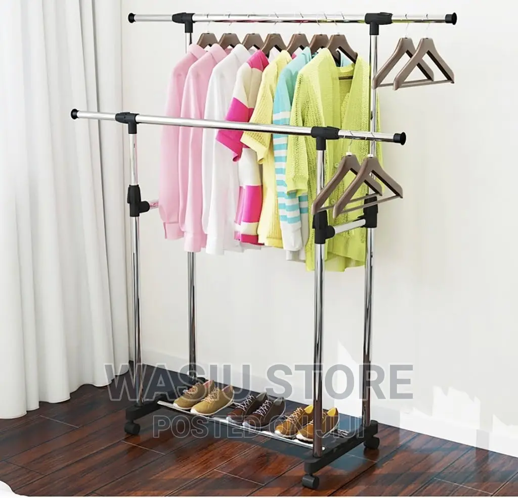 Double Pole Clothes Hanger and Organizer Rack