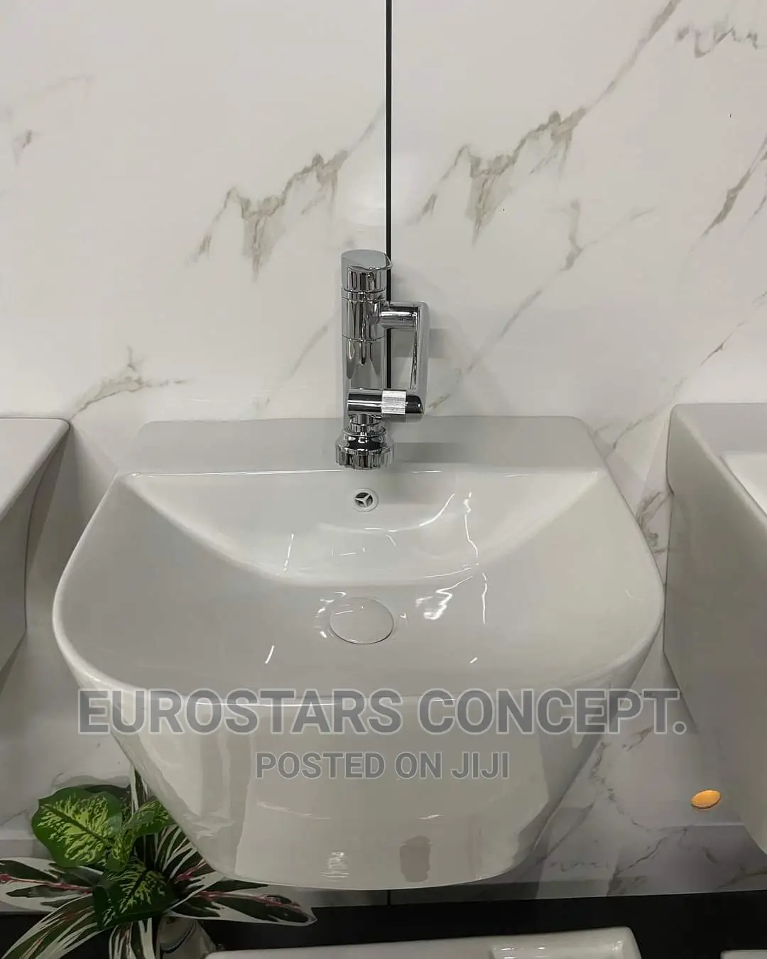 White Hanging Ceramic Modern Basin