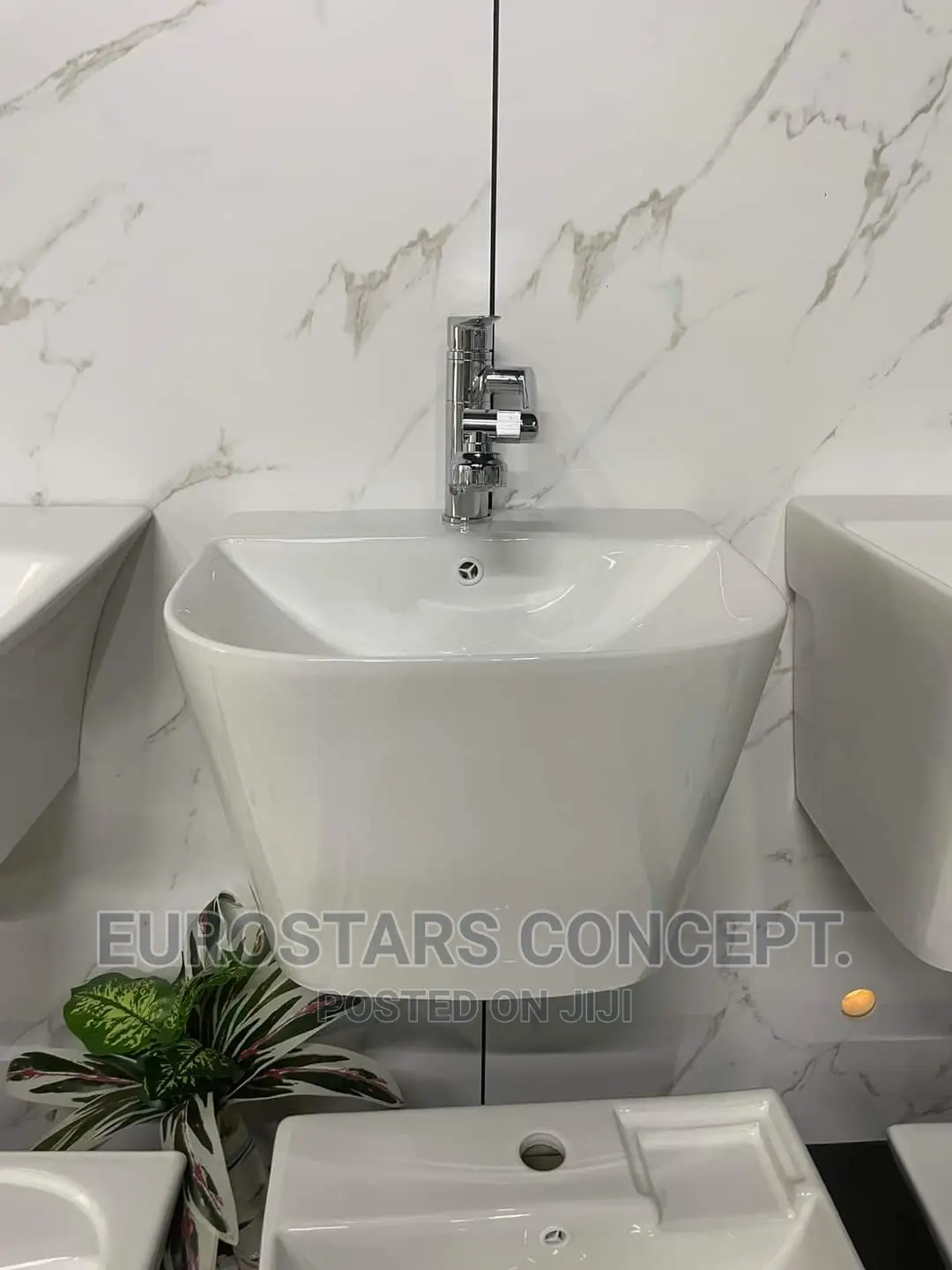 White Hanging Ceramic Modern Basin