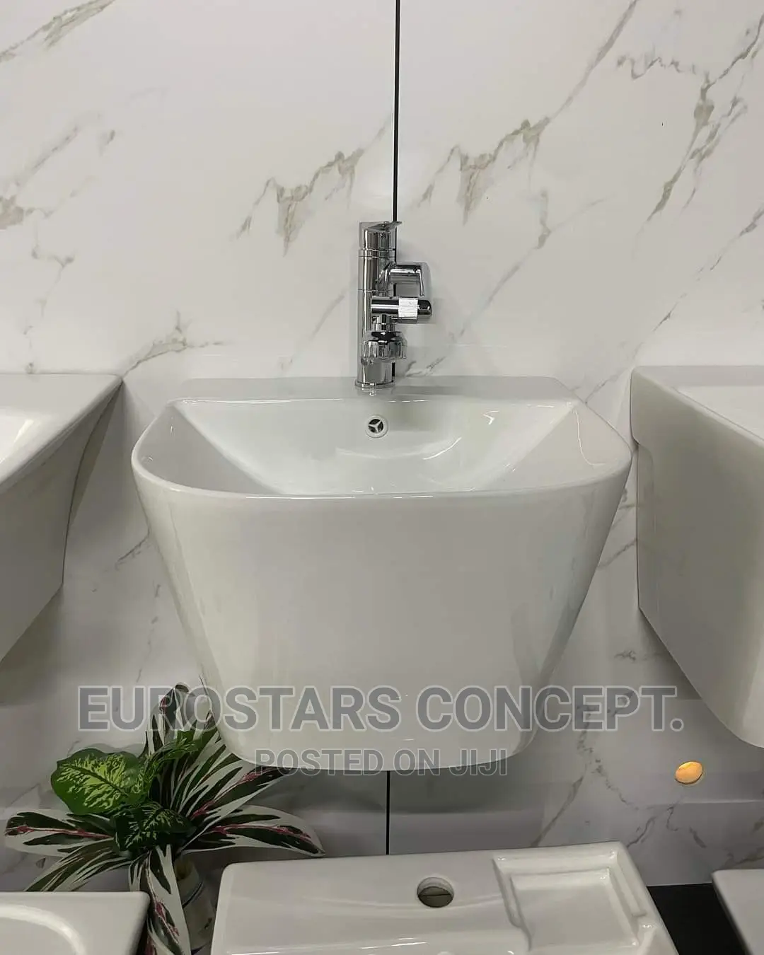 White Hanging Ceramic Modern Basin