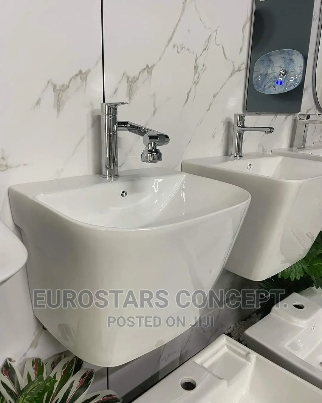 White Hanging Ceramic Modern Basin