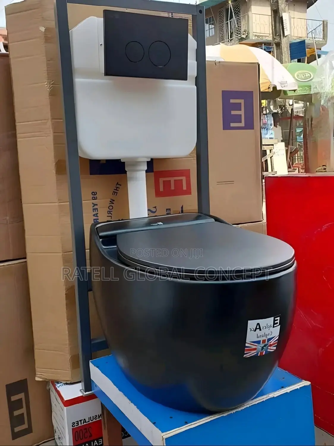Concealed Toilet (Wall Hunged Wc Round Black)