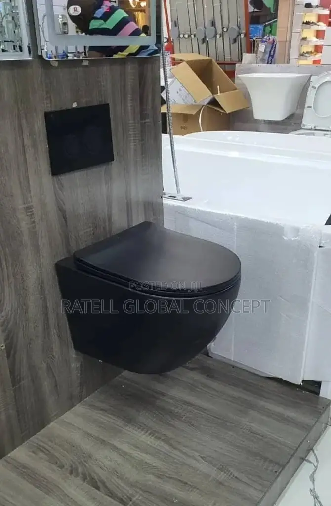 Concealed Toilet (Wall Hunged Wc Round Black)