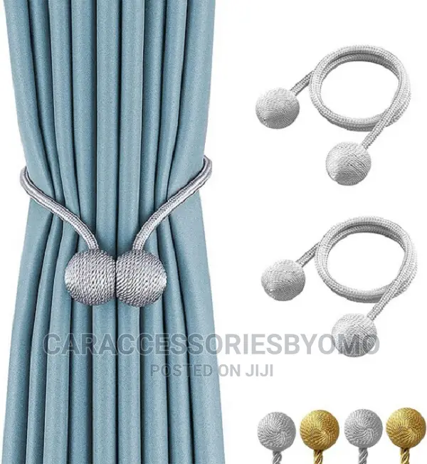 Magnetic Curtain Holder - Silver - 2pc