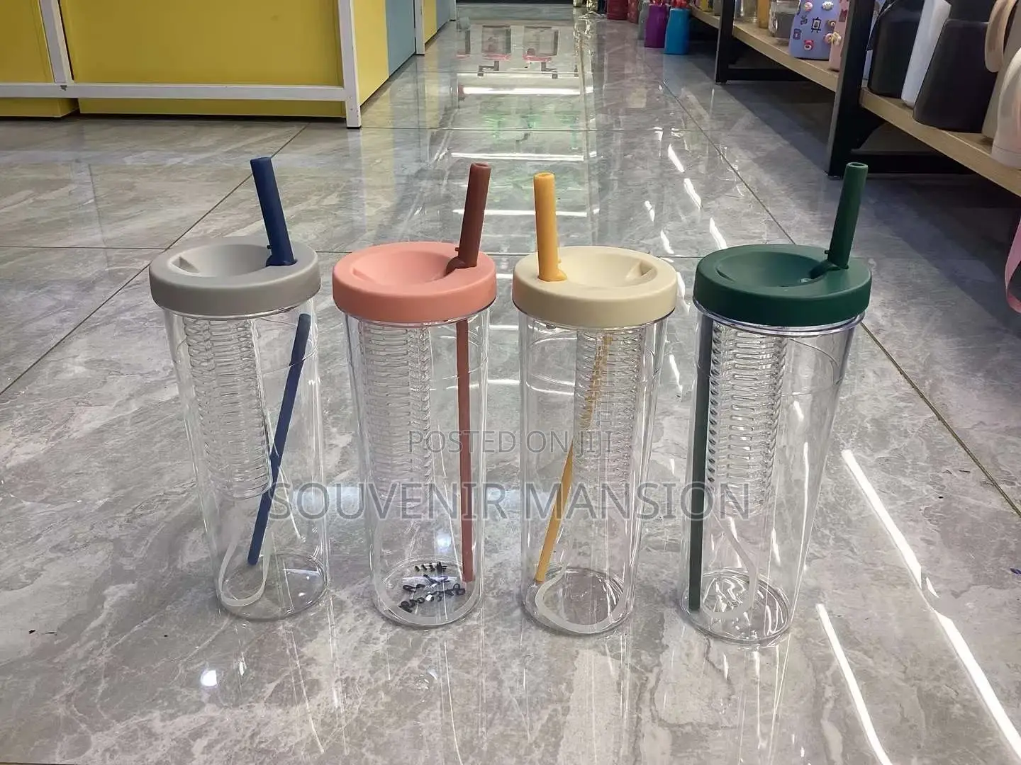 Transparent Water Bottle With Infuser and Straw