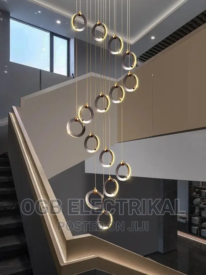 Black Ring Staircase LED Chandelier