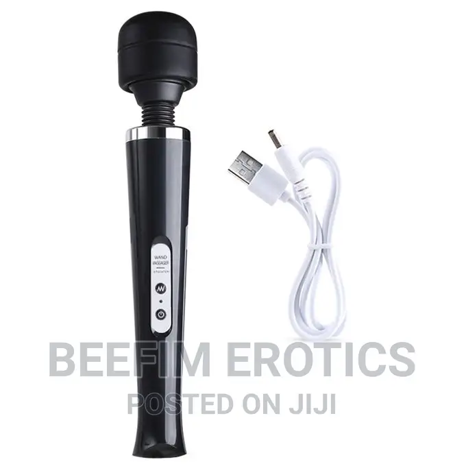 Big Head Black Magic Wand Dildo Vibrator