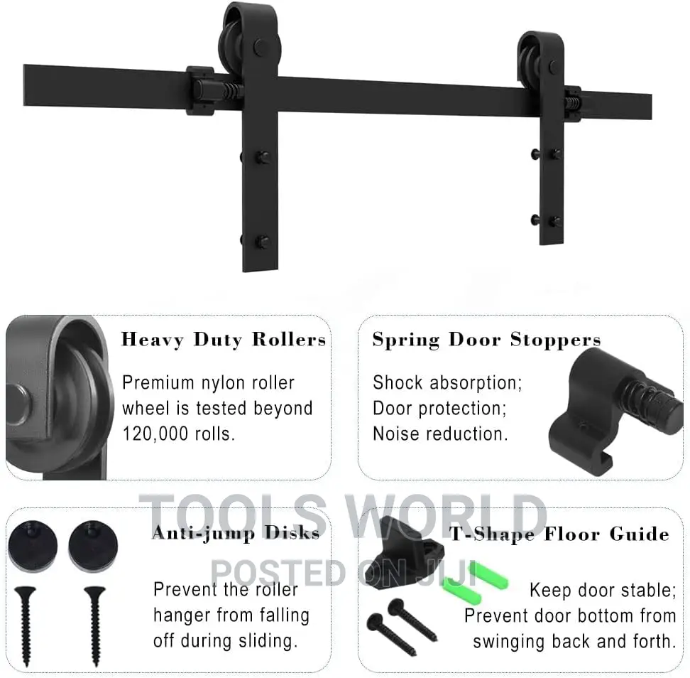 Sliding Barn Door Hardware Kit, 2meters 6.6FT, Smooth Silent