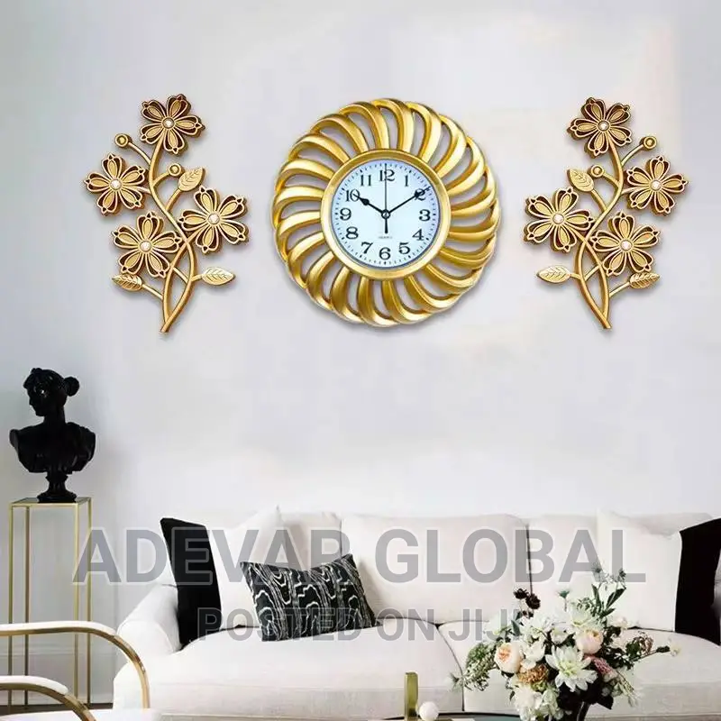 3 in 1 Luxury Wall Clock With Flower Design Swipe 4mr Design
