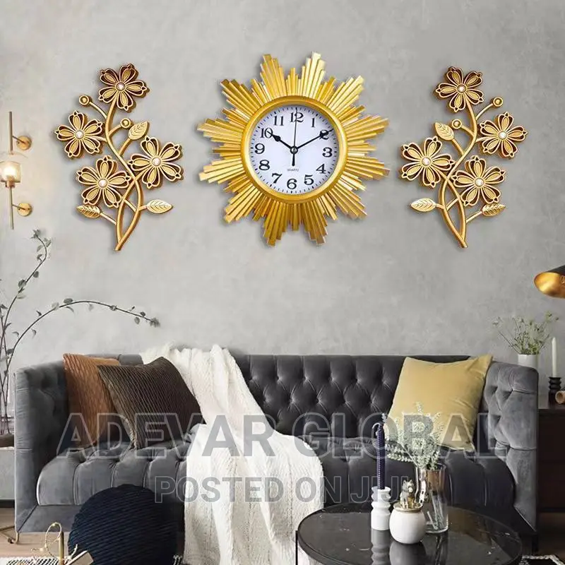 3 in 1 Luxury Wall Clock With Flower Design Swipe 4mr Design