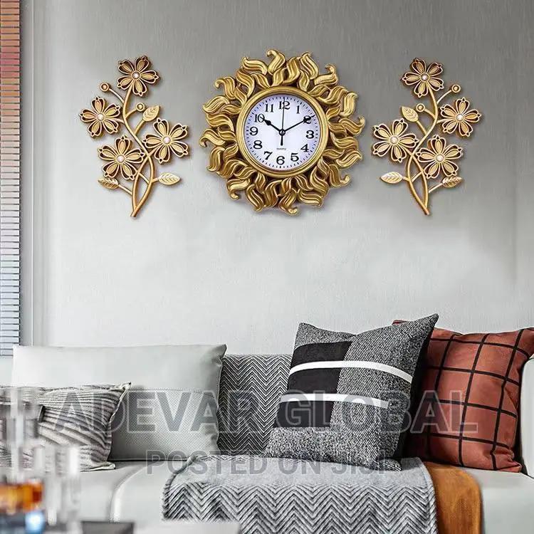 3 in 1 Luxury Wall Clock With Flower Design Swipe 4mr Design