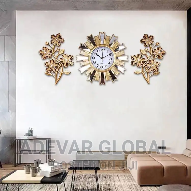 3 in 1 Luxury Wall Clock With Flower Design Swipe 4mr Design