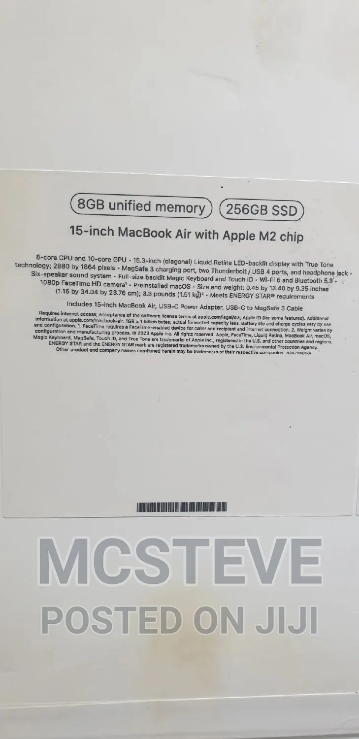 New Laptop Apple MacBook Air 2022 M2 8GB Apple M2 SSD 256GB